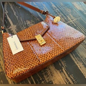 Brahmin Esme Nutmeg Janeway Snakeskin Embossed Shoulder Bag